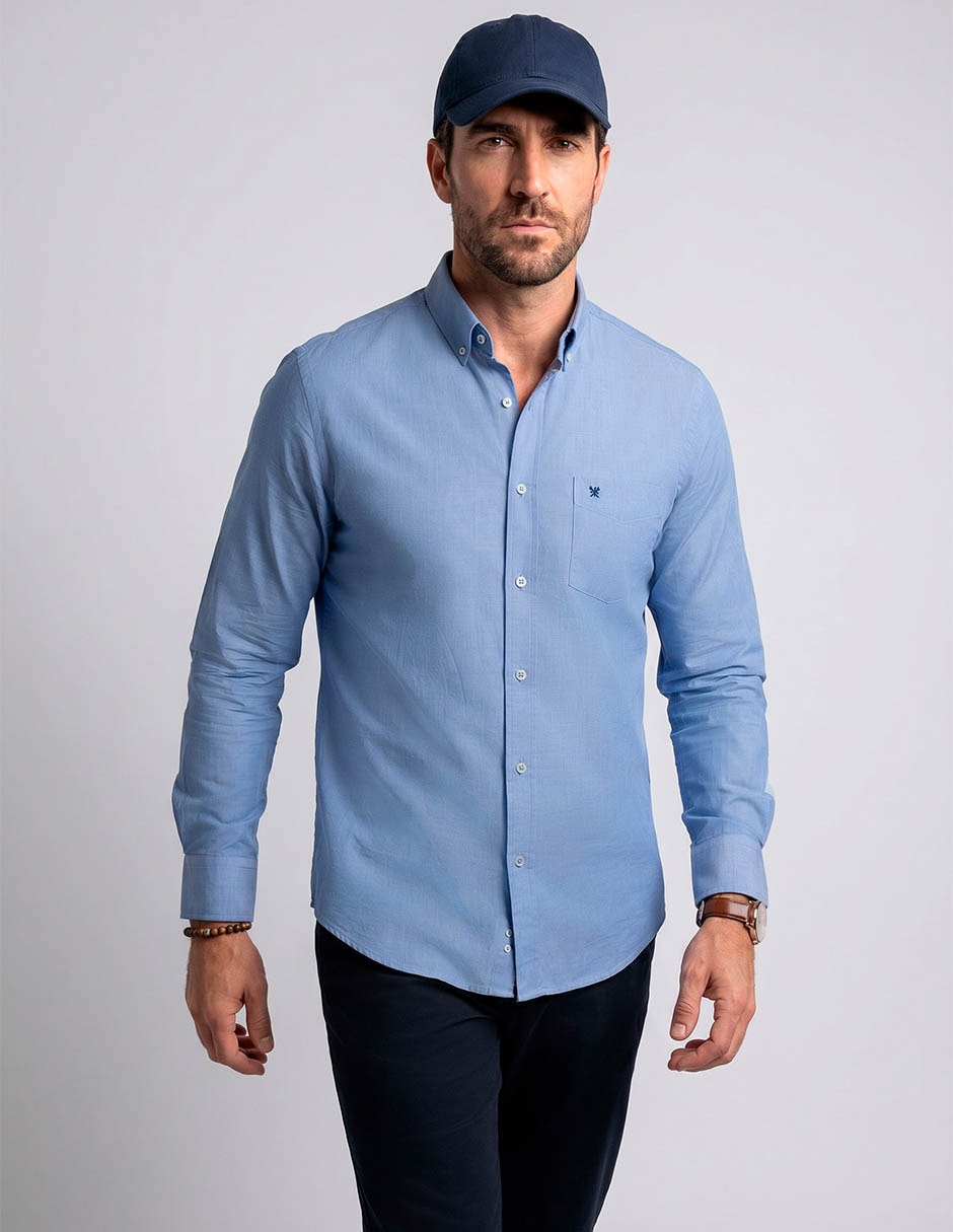 Camisa formal manchester y algodón manga larga para hombre