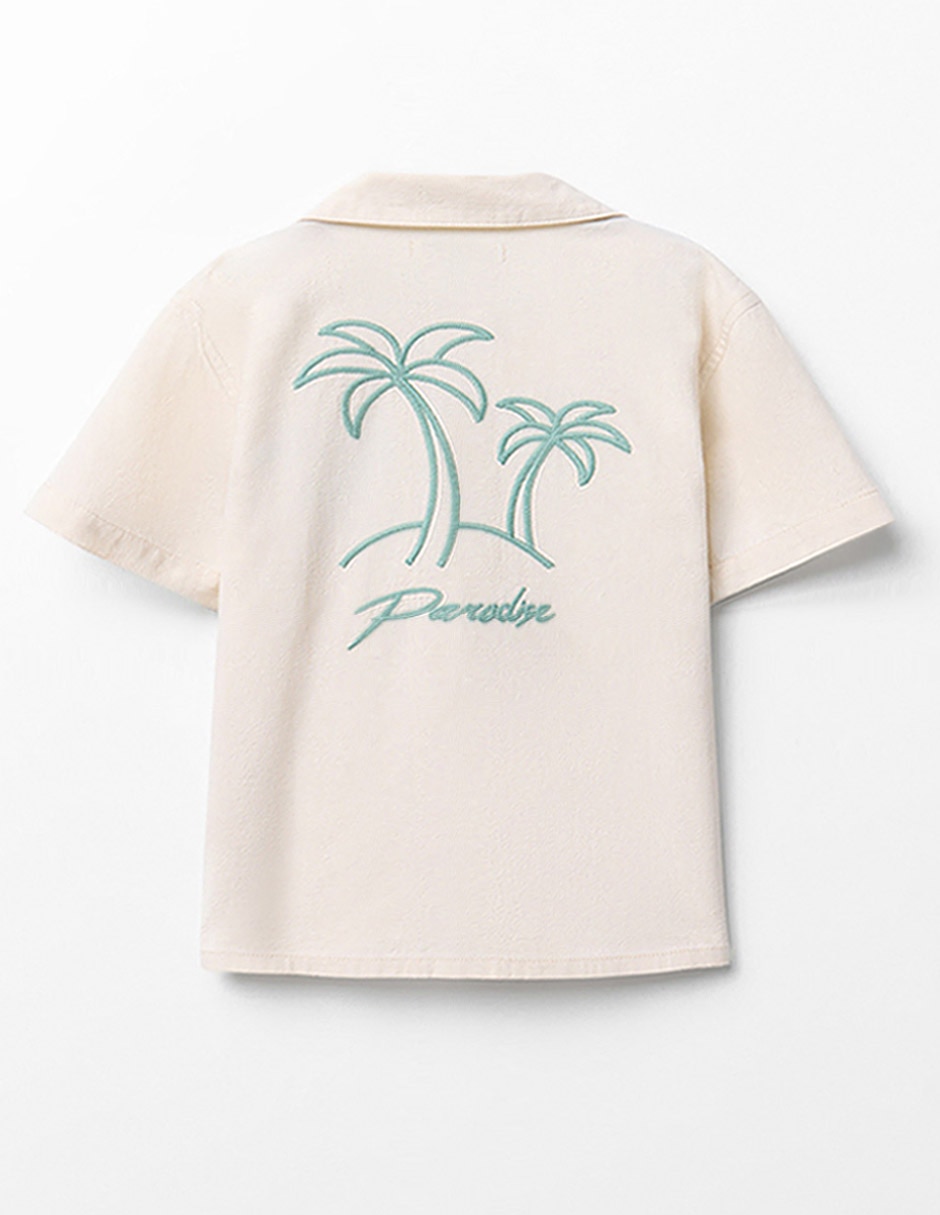 Camisa Casual Sfera De Algodón Manga Corta Para Niño